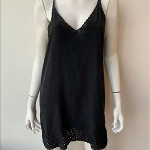 Joie black slip dress with eyelit detail